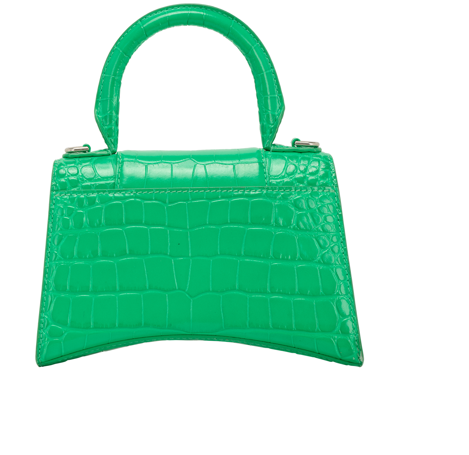 XS Hourglass, &pound;595, Handbags, Green, Croc Embossed, Back view